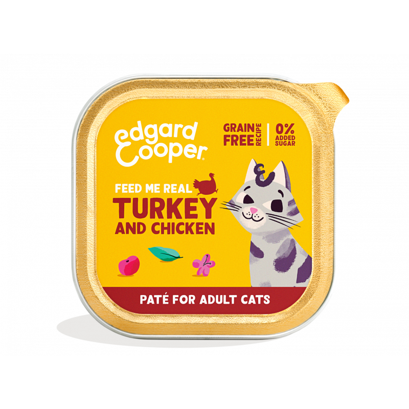 Tarrina para Gato Adulto de Pavo y Pollo con Paté 85 Gr (Edgar & Cooper)